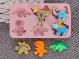 Molde silicona 6 dinosaurios infantiles 